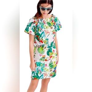 J. Crew Tropical Print Mini Dress - Green and White